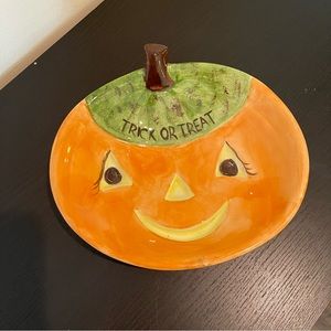 Vintage Glazed Ceramic Halloween Candy Dish
